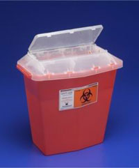 Sharps Container, 5 quart Tortuous Path Red Trans Sharps Container, 5 quart Tortuous Path Red Trans