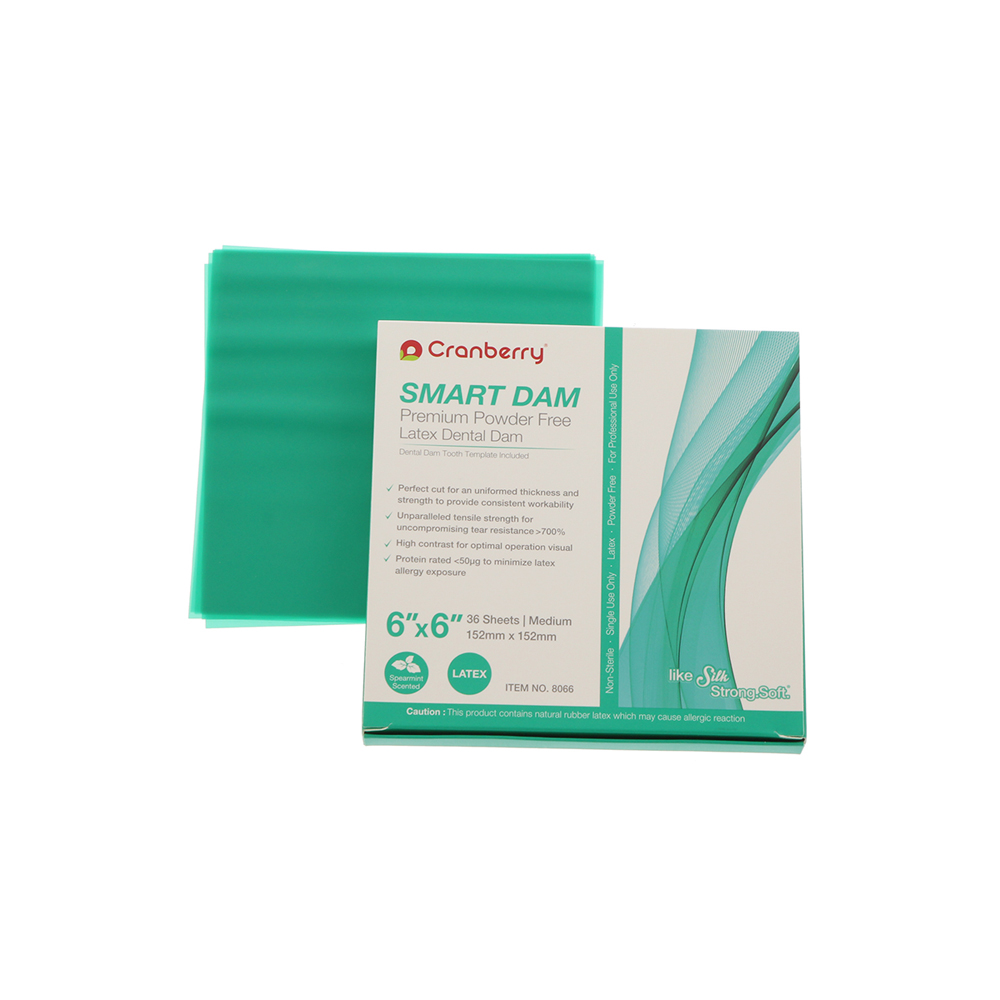 Smart Dam Latex Scented PowerFree Dental Dam, 6" x 6", Aqua Green, 36/Box Net32