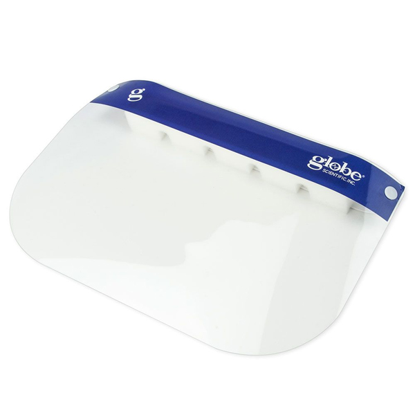Globe Scientific 8.5" Flexible Face Shield with Elastic Band, Antifog