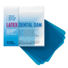 Crosstex 5" x 5" Medium, Blue Unflavored Latex Dental Dam. Box of 52 sheets