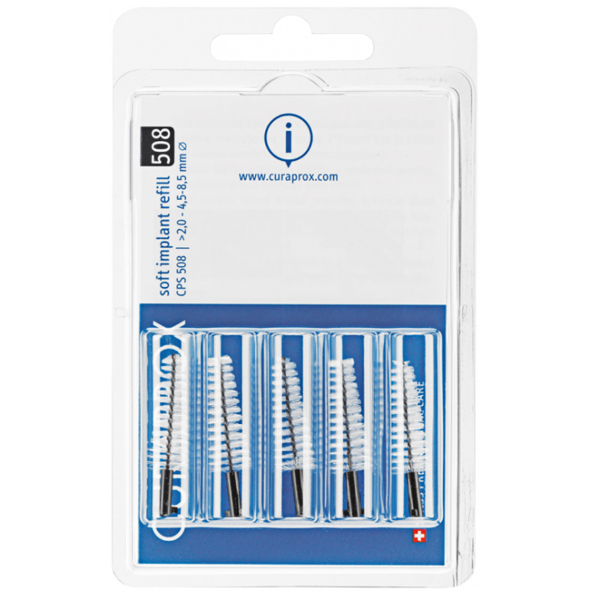 Curaprox SoftImplant CPS 508 Interdental Brush Tips 2 8.5mm Black, 5