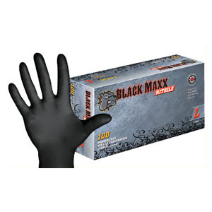 Black Maxx Nitrile Exam Gloves: LARGE Powder-Free Black Maxx Nitrile Exam Gloves: LARGE Powder-Free
