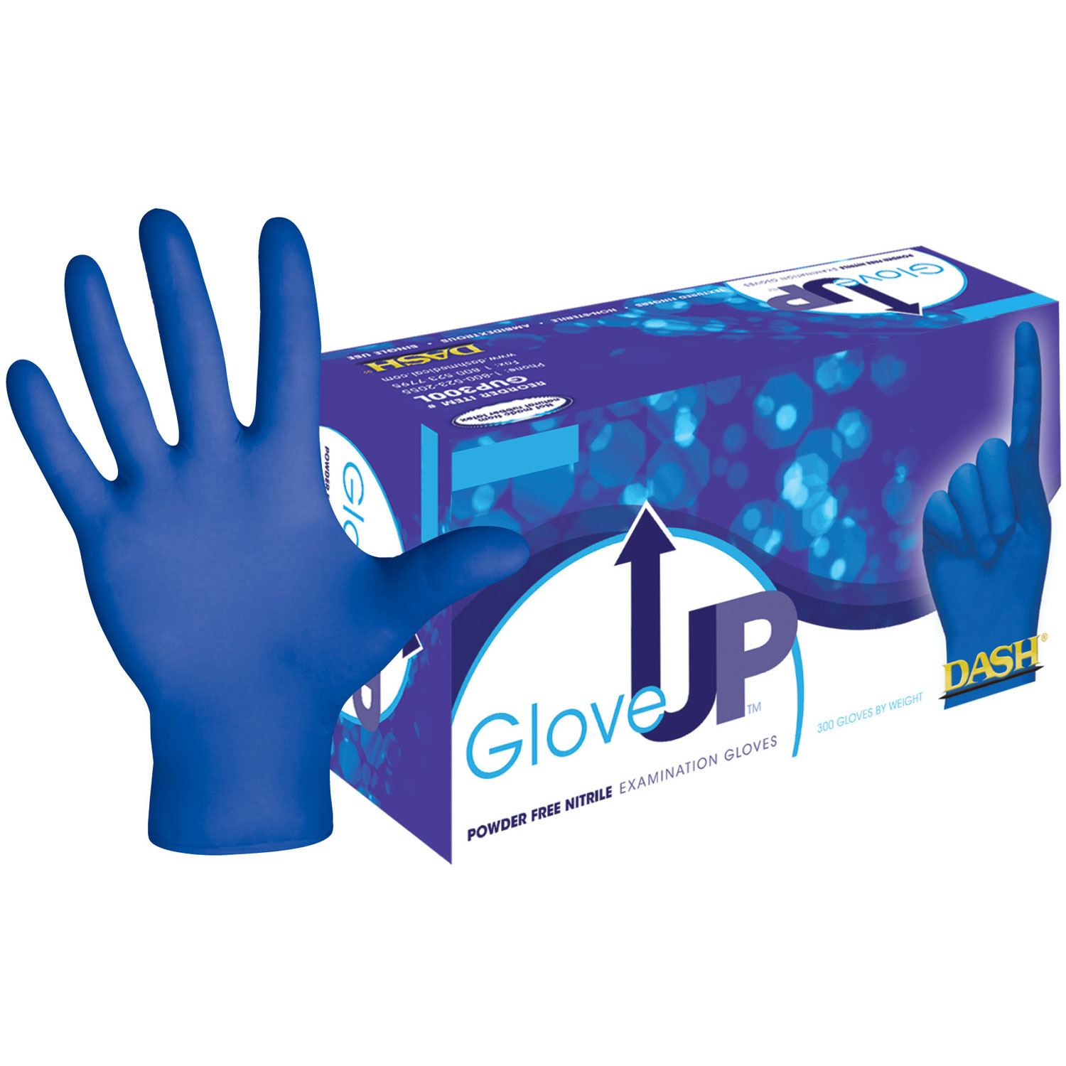 GloveUp Nitrile Exam Gloves, PowderFree, Large, Deep Blue, 300/Box