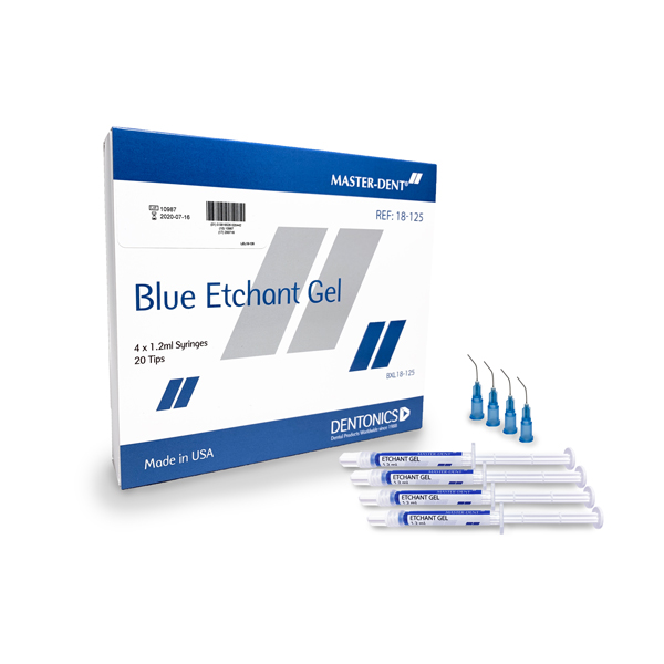 MasterDent BLUE Etch Gel, 37 Phosphoric Acid, 4 1.2 ml Luer Lock