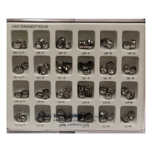 DSC 1st Permanent Molar Stainless Steel Crown Kit, Box of 72 assorted ...
