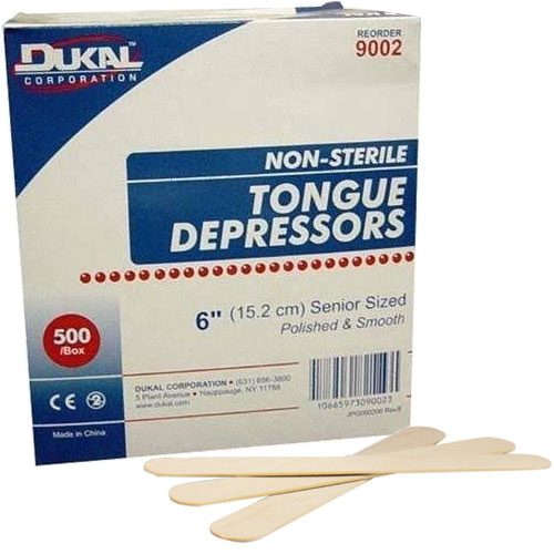 Dukal 6" Tongue Depressor, NonSterile, Box of 500. Polished & Smooth Net32