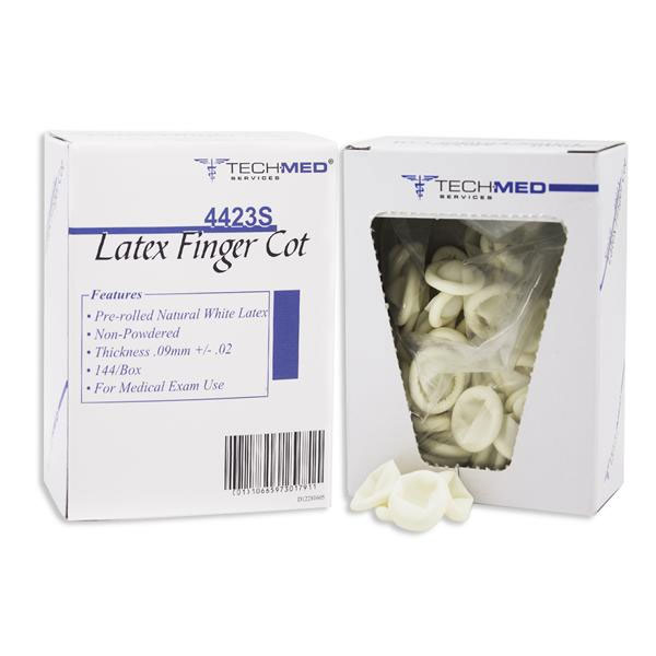 TechMed Services Latex Finger Cots Medium 144/Bx. NonPowdered, Pre