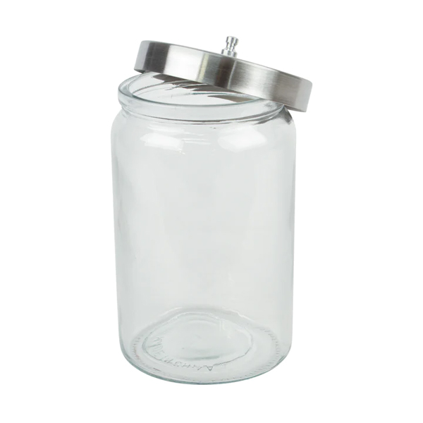 TechMed 7" H X 4.5" D Glass Sundry Jar, Stainless Steel Lid, 1/Pk. Net32