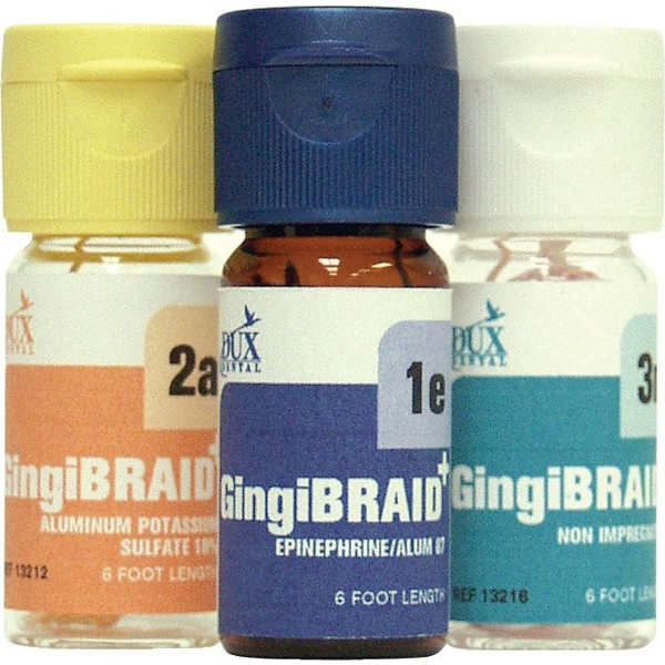 GingiBraid 2E medium braided yarn retraction cord. 2" precut unit dose