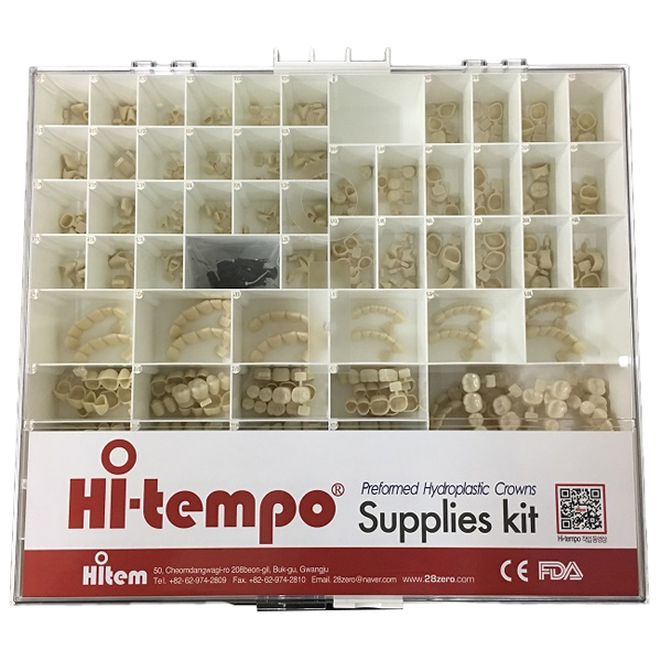 HiTempo Temporary Crown Full Set, Shade A2. Preformed, Thermoplastic