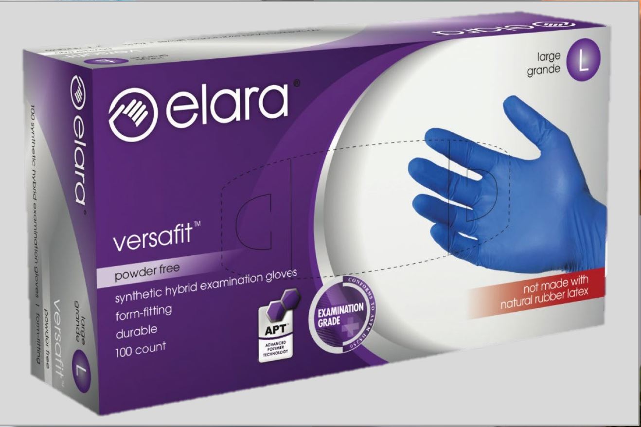 Versafit Exam Gloves, Blue, Box of 100, Medium, Nitrile Infused