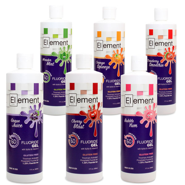 Element 1.23 APF Fluoride Gel Assorted flavors, 6 x 17 fl oz bottle