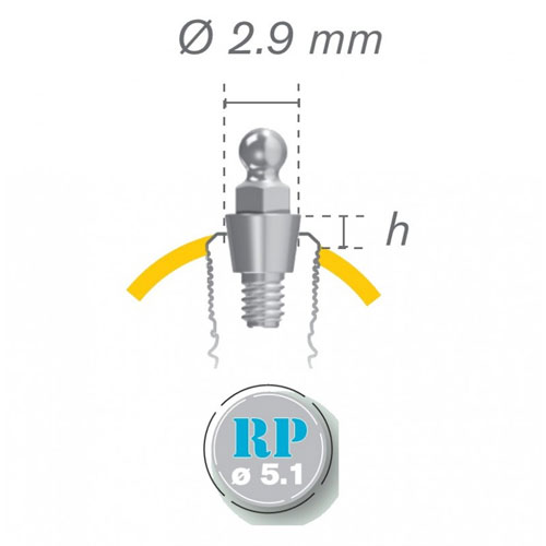 ETK Overdenture on O'Ring Abutment NATURAL IMPLANT (RP) 4.0 - 4.5 mm ...