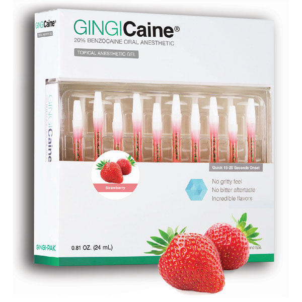 Gingicaine Topical Anesthetic Gel in Syringe. 20 x 1.2 ml