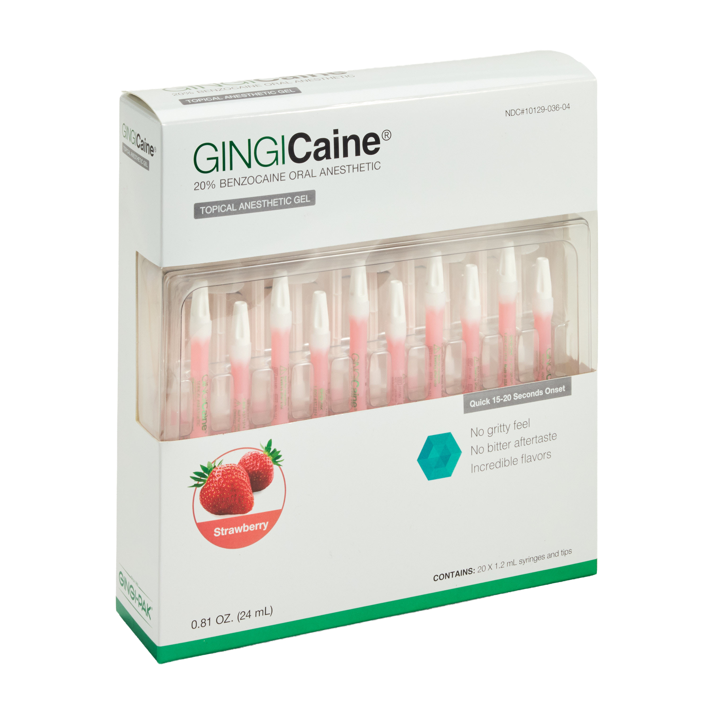 Gingicaine Topical Anesthetic Gel in Syringe. 20 x 1.2 ml prefilled ...
