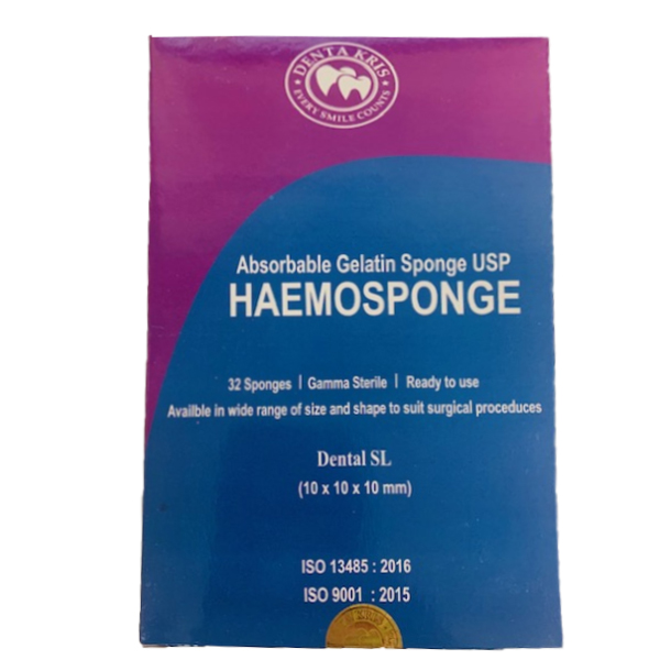 Éponge Hémostatique Dentaire Absorbable Gelatine Sponge USP - Stérile, 10x10x10mm, 32 éponges