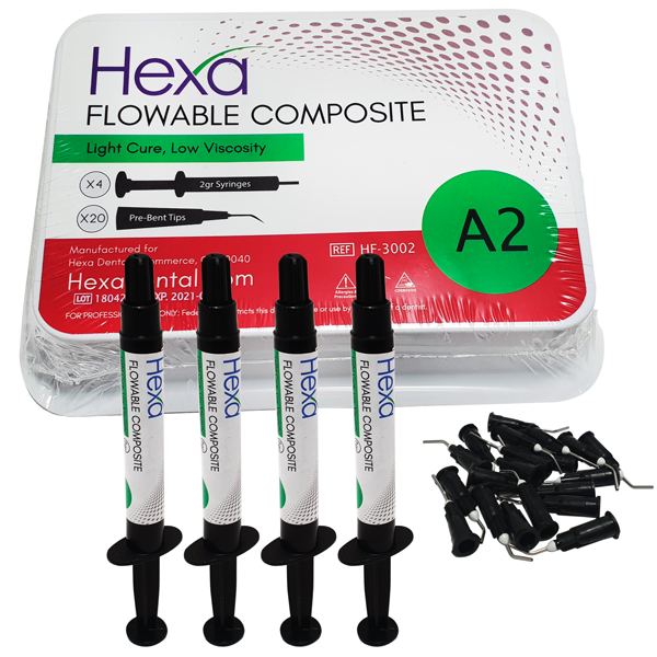 Hexa Flowable Composite A2 - 4 x 2 gm syringes an Hexa Flowable Composite A2 - 4 x 2 gm syringes an