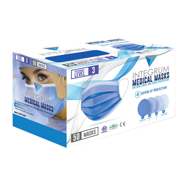 Integrum LEVEL 3 ASTM TYPE II Mask. Box of 50 Masks. Four Layers 1st