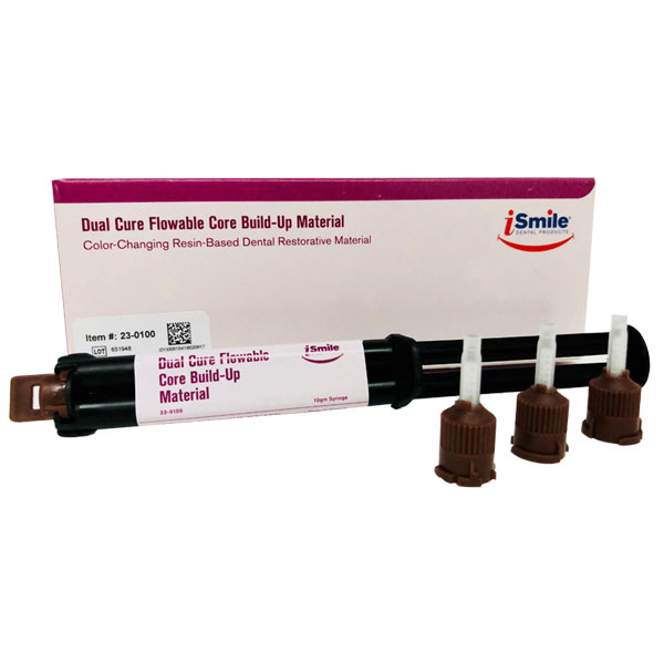 iSmile Dual Cure Flowable Core BuildUp Material 10gm syringe. Dual