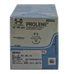 Ethicon Prolene 5/0, 18" Prolene Blue Monofilamen Ethicon Prolene 5/0, 18" Prolene Blue Monofilamen