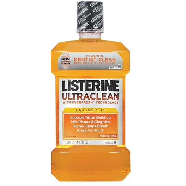Listerine Ultraclean Mouthwash Fresh Citrus, 1.5 Liter Bottle