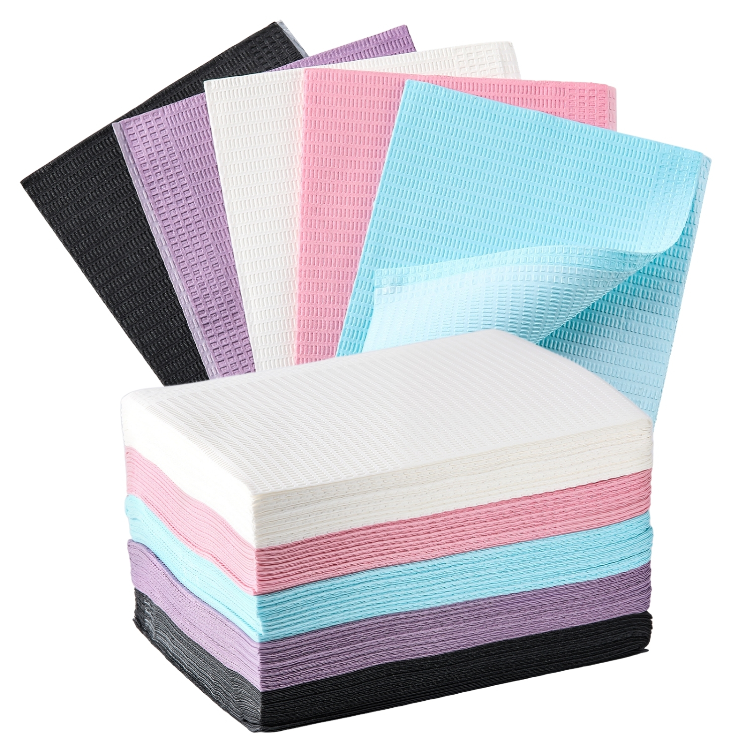 JMU 13 x 18in. 2-Ply Paper / 1-Ply Poly Patient Bibs, Assorted Colors ...