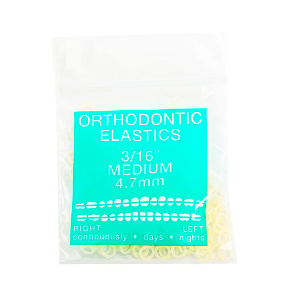 JMU Orthodontic Latex Elastics, Medium 3/16", Yellow, 100/Bag Net32