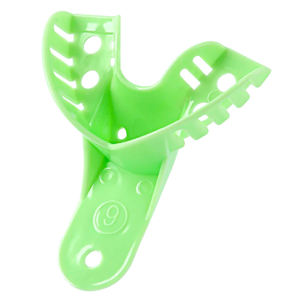 JMU Dental Impression Trays, Perforated, 9 Anterior Upper, Green, 12