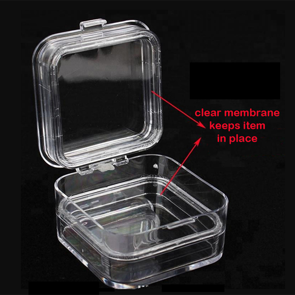 JSP Crown box 2" x 2" x 1" tall 100/Case. Made of clear plastic with