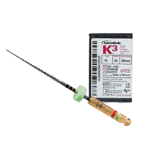 K3 Rotary Files 15, 25 mm, .04 NickelTitanium Rotary File. Package of