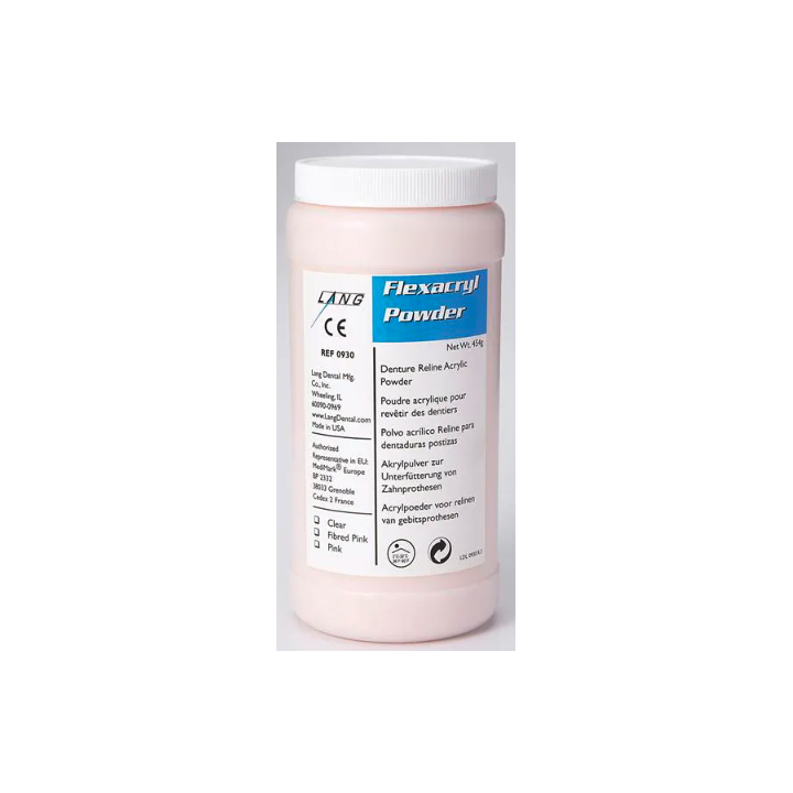Flexacryl Soft Denture Reline Acrylic Resin, Pink Powder Refill, 1 lb