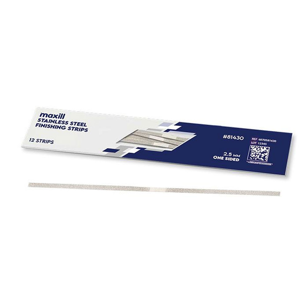 Maxyl L maxill SS One Sided Finishing Strips, 2.5mm, 12/Pk | Net32