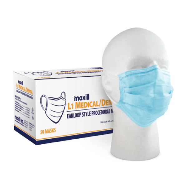 maxill Level 1, 3-Ply Earloop Procedural Masks, BFE/PFE >= 95%, Blue ...