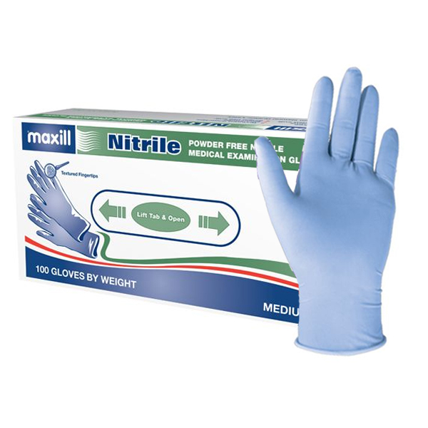 maxill Medium, Powder Free, Nitrile Exam Gloves, 100/Bx Net32