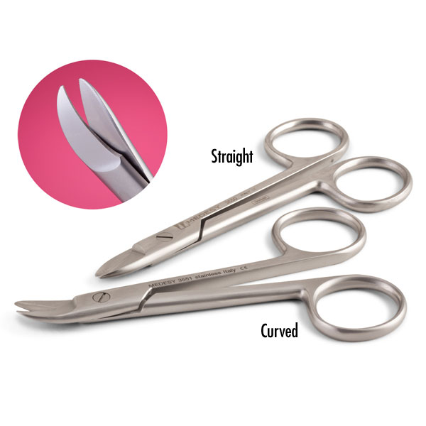 Medesy 4.25" Curved Crown and Collar Scissors. Ideal for cutting