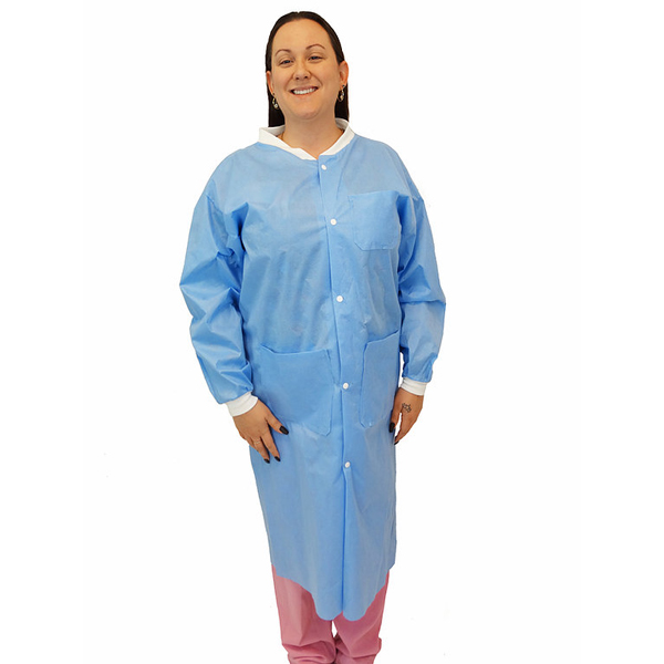 MPG Disposable Lab Coats, Light Blue, Small, 10/Bx. Made in the USA ...