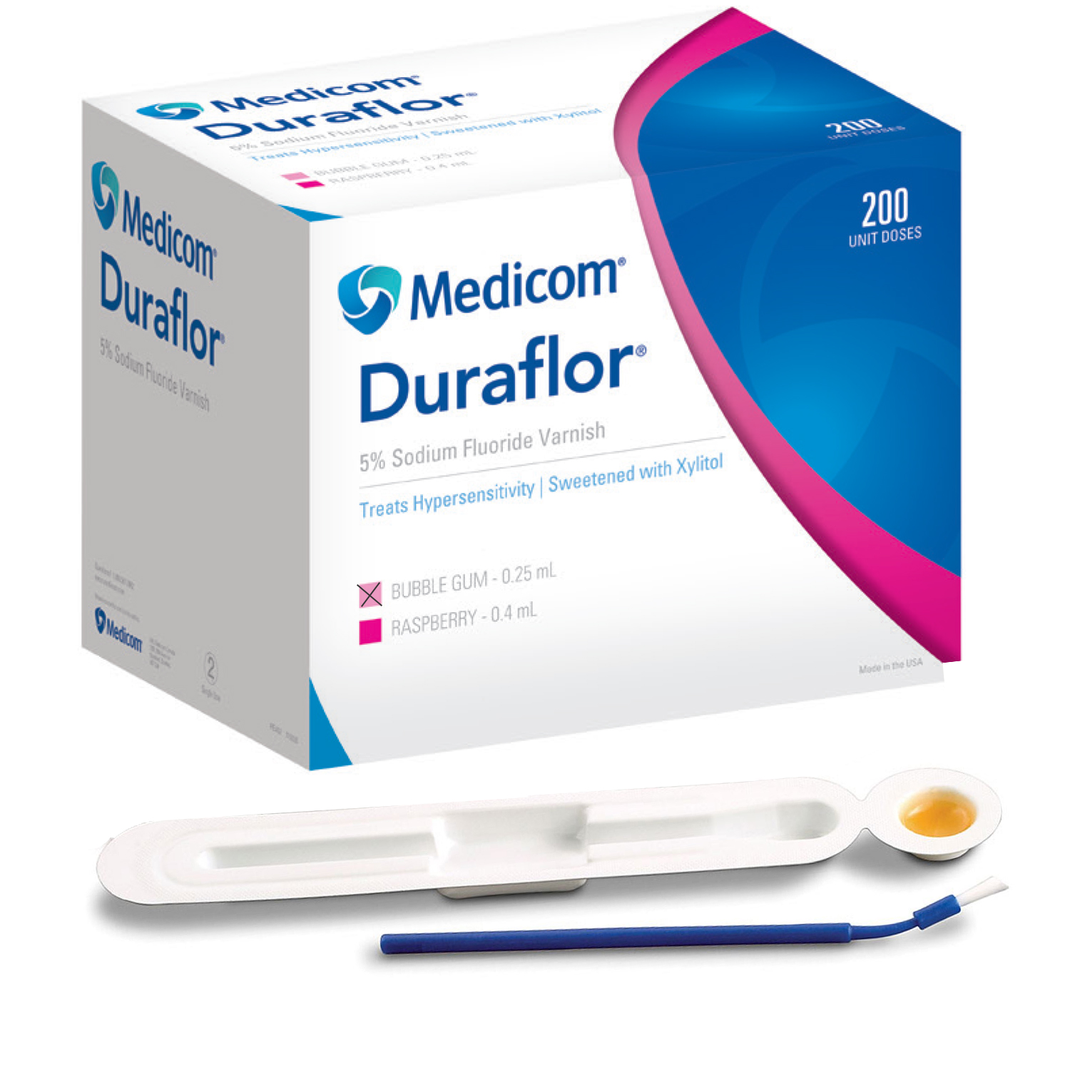 Duraflor Sodium Fluoride Varnish (5), Bubblegum, 200 0.25 mL Unit