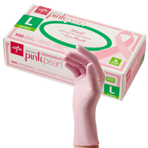 Generation Pink Pearl Nitrile Exam Gloves with Aloe Large 100/Bx