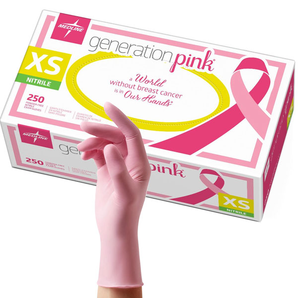 Generation Pink Nitrile Exam Gloves XSmall 250/Bx. Powder Free, Pink
