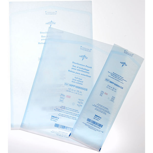 Medline 12" x 18" SelfSealing Sterilization Pouch, Clear Blue Dental