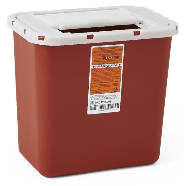 Medline Biohazard Multipurpose Sharps Container Red, 2 Gal. (Each