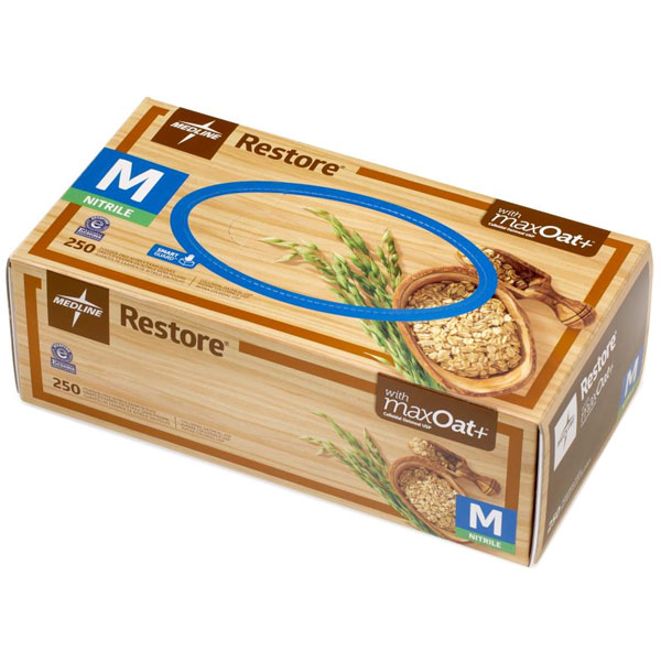 Restore Nitrile Exam Gloves with Oatmeal Large 250/Bx. Powder Free