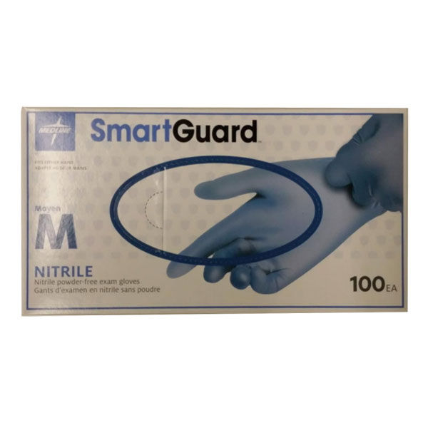 SmartGuard Nitrile Exam Gloves MEDIUM 100/Box. PowderFree, Non