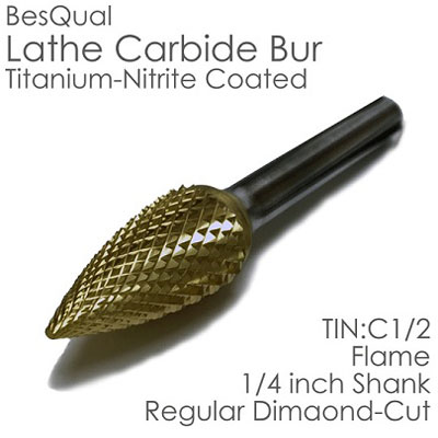 BesQual C-1/2 Flame Lather Carbide Bur 1/4" Shank BesQual C-1/2 Flame Lather Carbide Bur 1/4" Shank