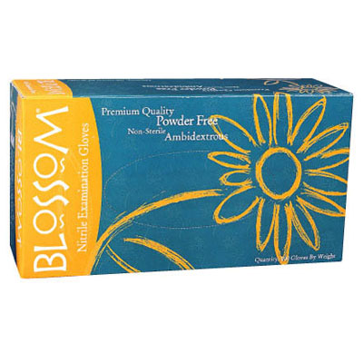 Blossom Nitrile Gloves: LARGE 100/Bx. Blue, Powde Blossom Nitrile Gloves: LARGE 100/Bx. Blue, Powde