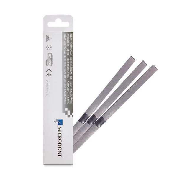 Microdont Stainless Steel Abrasive Strips 4.0mm Double Sided MEDIUM 12