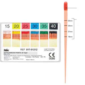 marked gutta percha points 15 40 06 taper gutta percha point gutta percha