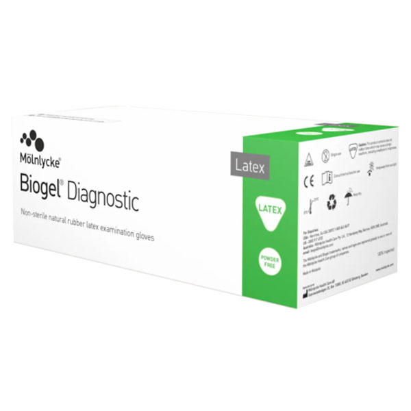 Biogel Diagnostic Latex Exam Gloves, PowderFree, Size 7, 25/Box. Non