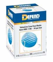 Defend Blue Valuline Molded Cone Face Mask with S Defend Blue Valuline Molded Cone Face Mask with S