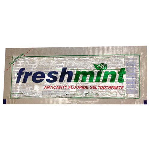 Freshmint Clear Gel Toothpaste Packet, Single Use Anticavity Fluoride